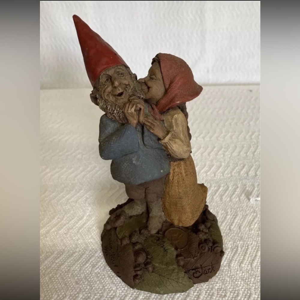 Rare VTG Brown Elderly Elf Couple in Love "Thankyou! 1992" Clark Figurine